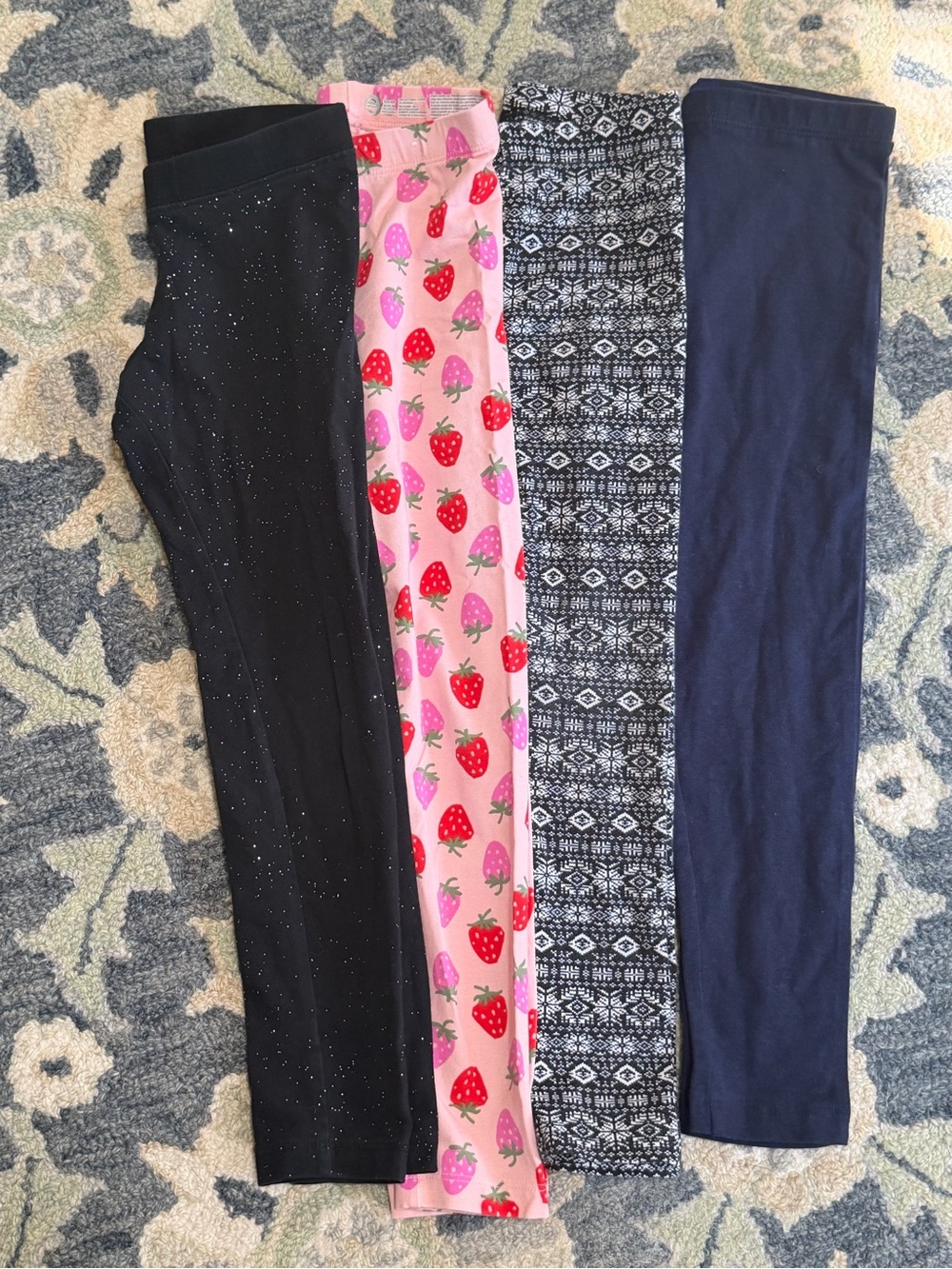 Girls' Multi-Pack Leggings - Black, Pink, Navy, Black/White Pattern